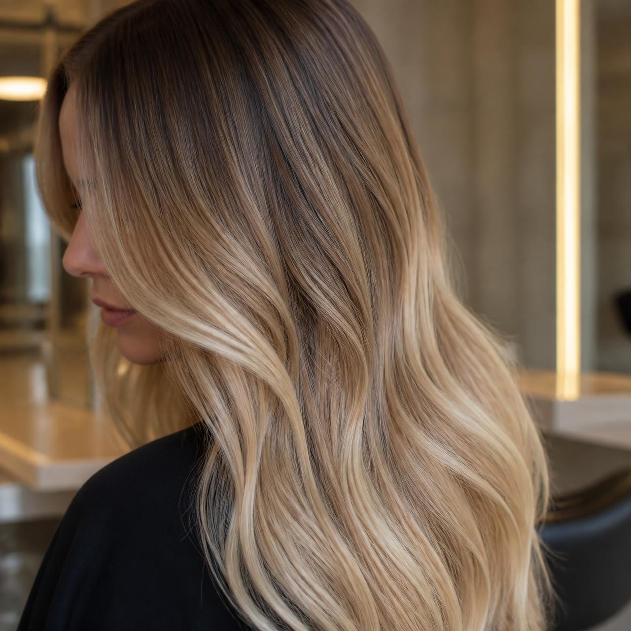 Balayage в тёплый блонд